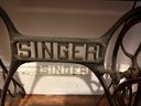 Vintage Singer Sewing Machine In Original Wood Cabinet With Iron Base