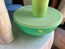 Blue Green Tupperware Collection, 15 Pieces With Lids
