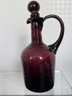 Vintage Amethyst & Red Glass Items Plate, Red Ruffled Anchor Hocking  Vase, Cruet, Red Swirled Jug