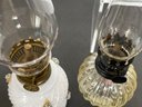 Lot Of 4 Vintage Miniature Oil Lamps  One Ceramic 3 Glass  ( READ DESCRIPTION)