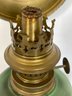 Vintage Hanging Miniature Oil Lamp W/Shield Chimney Over Prongs 11' H W/Bracket Base 2.75' X 4.50'