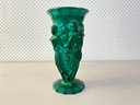 Antique Art Deco Nude Figural Malachite Glass Vase 'The Harvest'