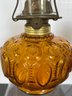 2 Vintage Oil Lamps - One Amber, One Clear Chamberstick Both Measure 12.5' H Including Chimney