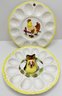 3 Vintage Egg Platters, 1 Hand Painted In Italy