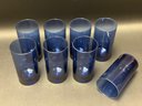 A Set Of Eight Blue Plastic Tumblers