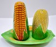 Vintage Salt & Pepper Shakers Including Corn With Matching Tray & Grape Covered Condiment Jar (6 Pieces)