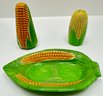 Vintage Salt & Pepper Shakers Including Corn With Matching Tray & Grape Covered Condiment Jar (6 Pieces)