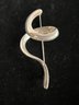 Sterling Silver Modernist Curl Pin Signed
