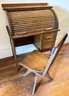 Vintage Kid's Roll Top Desk With Chair