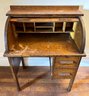 Vintage Kid's Roll Top Desk With Chair