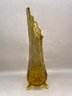 Mid Century Gold Glass Hobnail Three Toe Footed Swung Bud Vase Stands 11 3/8' Tall.