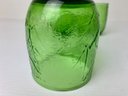 Vintage Anchor Hocking Green Glass Embossed Leaf Tumblers (8)