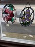 Pair Of Stained Glass Oval Window Panels