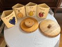 Vintage Lazy Susan With Four Wedge Form Canisters