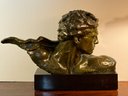 Art Deco Bronze Bust Of Jean Mermoz C 1930 By Alexandre Kelety 1874-1940