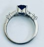 STERLING SILVER AND BLUE STONE CLADDAGH RING