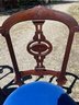 Set Four Petite Antique Dining Chairs In Blue Velvet
