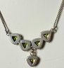 VINTAGE STERLING SILVER PERIDOT DANGLE NECKLACE