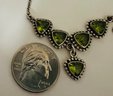 VINTAGE STERLING SILVER PERIDOT DANGLE NECKLACE