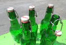 5 Grolsch Green Beer Bottles With Stoppers