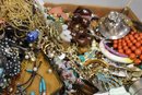 Another Very Large Box Lot Of Vintage Costume Jewelry Wearable And Craft