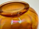 Vintage Carnival Glass Bowl, 2 Art Glass Chickens & Smaller Amber Bowl