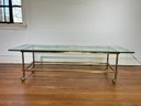 A Vintage Modern Faux Bamboo Form Brass And Glass Coffee Table