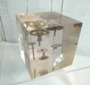 Floating Lucite Gear Cube Paperweight Pierre Giraudon