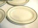 7 Buffalo China Oval Plates With Green Stripes