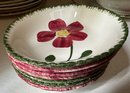 Over 15 Pieces Vintage Floral Plates Mostly By Blue Ridge, Cake Platter From Italy & Painted Glass Bowl