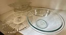 3 Vintage Glass Trays & Footed Fruit Bowl