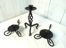 3 Piece Black Wrought Iron Candle Holders