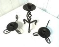 3 Piece Black Wrought Iron Candle Holders