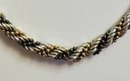 VINTAGE 20' SIGNED TRI COLOR STERLING SILVER TWISTED ROPE NECKLACE
