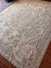 Large Needlepoint Rug 7'9' X 9'10' Pale Yellow Floral With Medallion Center
