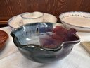 Eight Pieces Of Hand Thrown Art Pottery, Many Signed