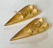 VINTAGE LARGE SIGNED GOLD TONE HEART SHAPED EARRINGS