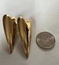 VINTAGE LARGE SIGNED GOLD TONE HEART SHAPED EARRINGS