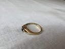 14K Plumb Gold Ring With Tiny Sapphire Type Stone, Size 6