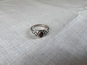 Sterling Silver Ring With Garnet Type Stone, Size 7
