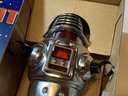 Vintage Tin Wind Up PLANET ROBOT- New In Box- Silver Version ROBBY THE ROBOT