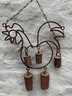 Vintage Tin Rooster Wall Hanging & Rooster Chimes