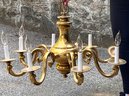 English Brass Eight-Light Curved Arm Chandelier - 29.5'W X 18'H