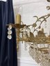 Ornate Vintage Tiered Chandelier In Gold Finish And Hanging Crystals