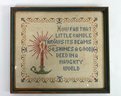 Antique Needlepoint - Power Little Candle - Framed Behind Glass