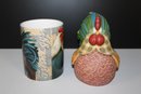 Country Rooster & Counter Art Crock