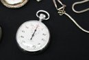 Lot Of Three Pocket Watches For Repair Including Brenet Type 5 Stopwatch & Elgin Timer, Cariole Antimagnetic