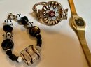12 Bracelets, Mostly Vintage Including 1 Sterling By Coro Craft,  & Seiko Watch