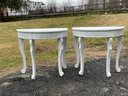 A Pair Of Painted Wood Demi Lune Console Tables
