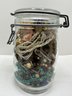 Jewelry Parts For Crafting In Mason Jars & Basket: Beads, Broken Necklaces, Single Earrings & More